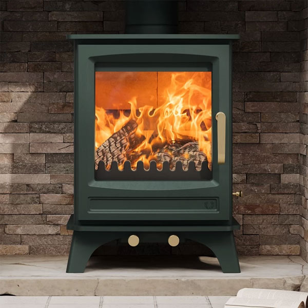 Elk Brass Green stove by Ecosy+